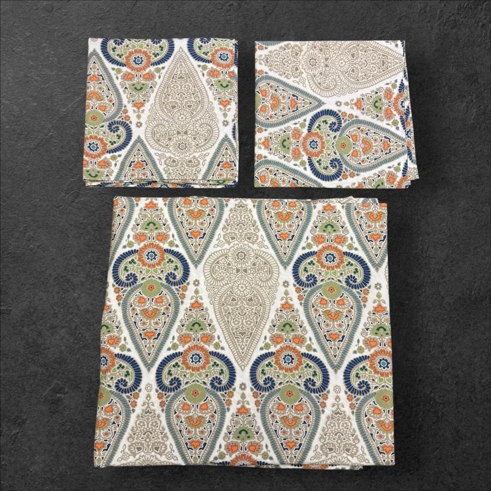 Pottery Barn King Gisela Paisley‎ Medallion Duvet Cover & 2 Euro Shams Set